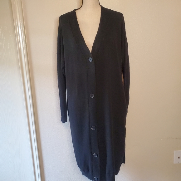 Dubgee by Whoopi "I'm The American‎ Dream" Long Cardigan Size S Black - Picture 1 of 7
